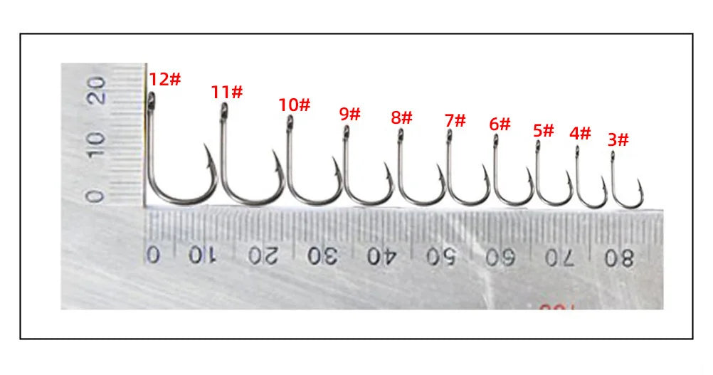 1000PCS Hooks Set High Carbon Steel Sharp Durable Barbed Fishhook