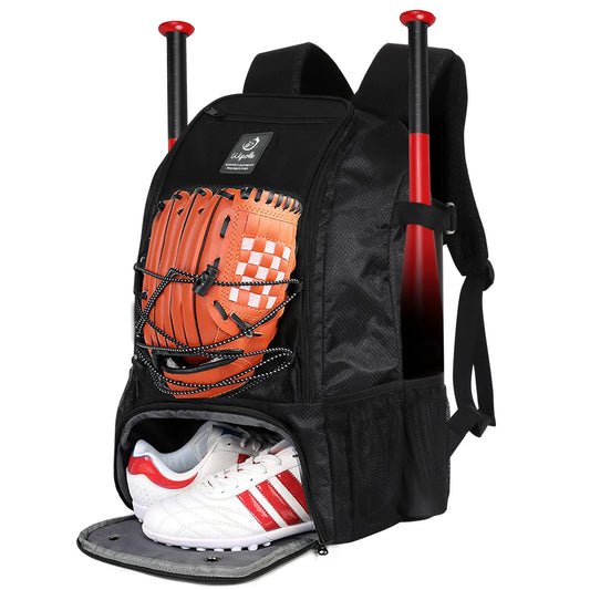 Baseball/Softball Bag,Backpack Bag  with Fence Hook Hold 2 Tee Ball Bats Batting Glove Gear